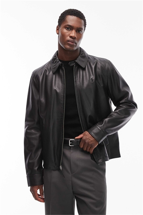 Кожаная куртка-харрингтон с подкладкой и логотипом Maxwell артикул 148262155