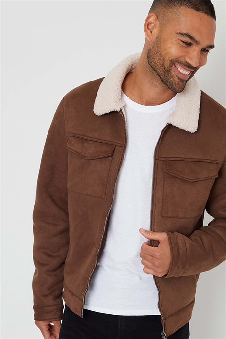 Куртка-авиатор из искусственной замши с подкладкой из борго артикул 151680029