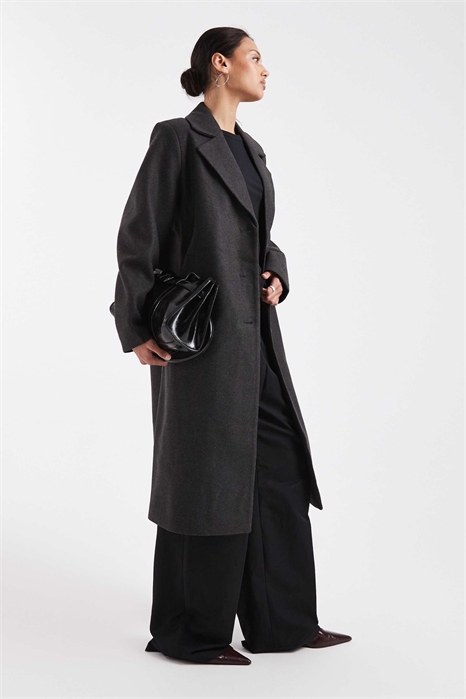 Оверсайз-пальто темно-серого цвета из искусственной шерсти артикул 151186892