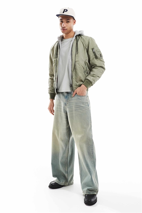 Военная куртка-бомбер ma1 в вымытом оливково-зеленом цвете артикул 143730667