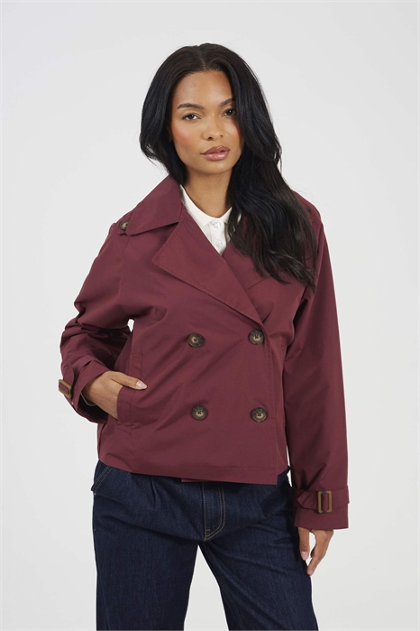 Короткий тренч с двойной застежкой артикул 151392164