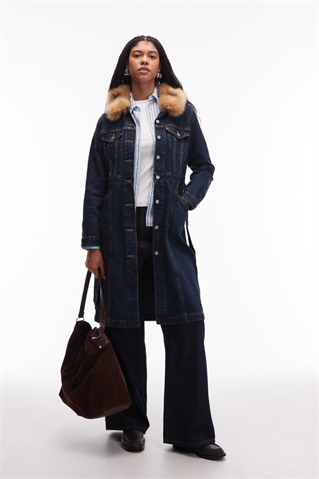 Джинсовая куртка-тракер в стиле макси артикул 142436630