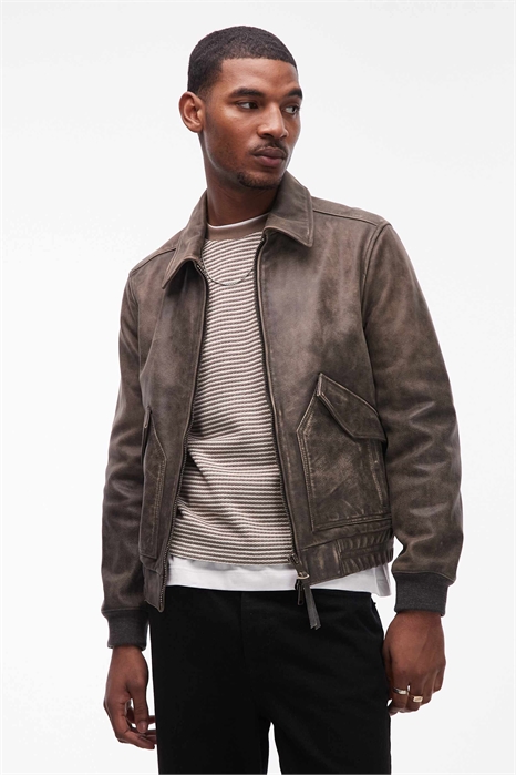 Кожаная куртка-авиатор Marland на молнии артикул 154893572