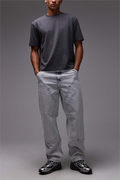 Джинсы с двойным сгибом на коленях и прямым кроем артикул 146695350