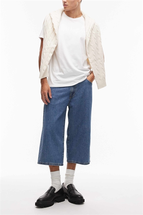 Шорты из джинсовой ткани с широкими брючинами длиной 3/4 артикул 142116367