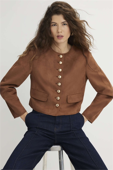 Куртка-трофи из искусственной замши на пуговицах артикул 155188746