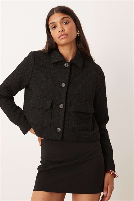 Куртка-трофи с пуговицами из букле на передней части артикул 148216137