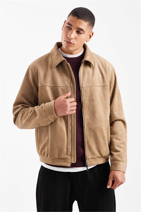 Куртка из искусственной замши цвета средне-коричневого артикул 151998117