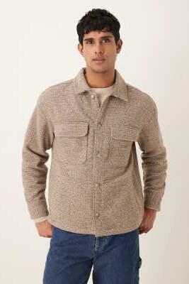 Рубашка-жакет из букле с свободным кроем артикул 154314246