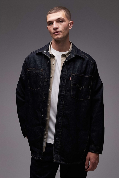 Рубашка-куртка из джинсовой ткани с витыми деталями артикул 142117775