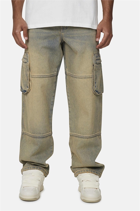 Джинсы-карго из денима свободного кроя с эффектом потертости артикул 152718150