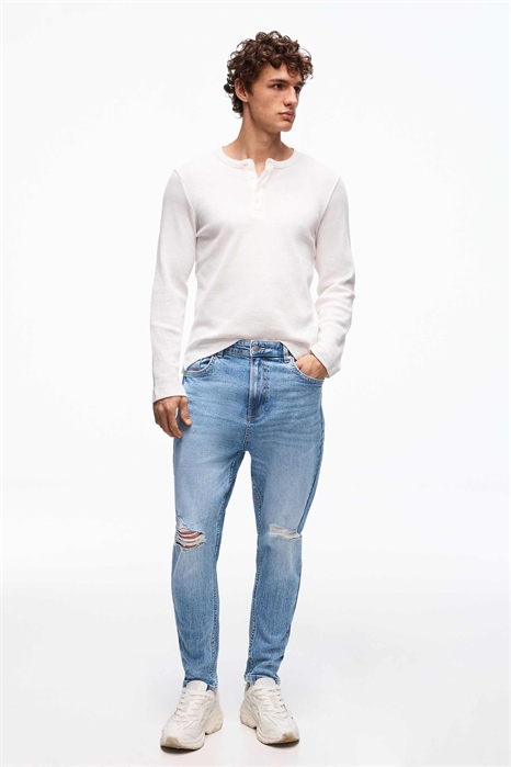 Джинсы-скинни из рваной ткани цвета моркови артикул 156179403