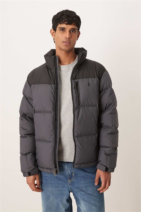 Бомбер с логотипом Icon, цветной блок, рипстоп, черный/серый артикул 152231069