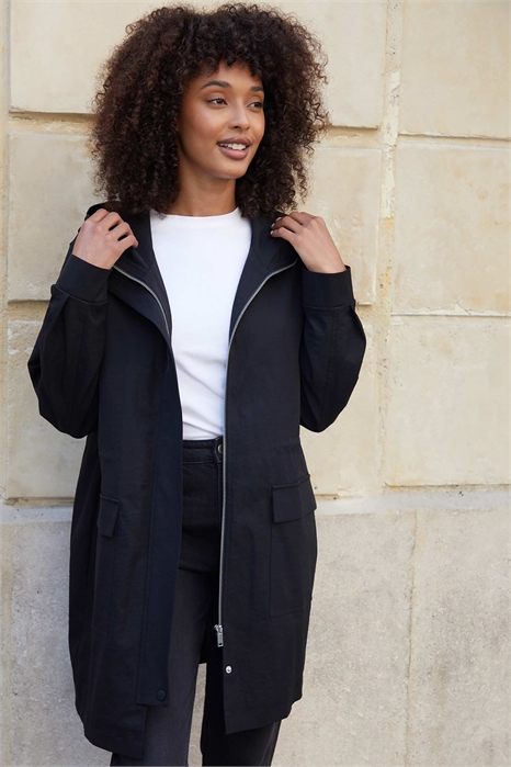 Пальто средней длины с капюшоном артикул 152719362