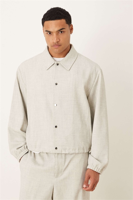 Стильная куртка-блузон из меланжевой ткани артикул 148606518