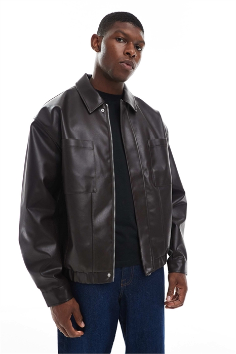 Куртка-бомбер из искусственной кожи артикул 147971406