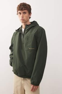 Куртка с капюшоном и четвертью молнии зеленого цвета артикул 147663752