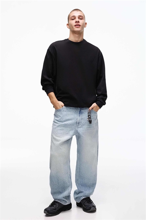 Джинсы-багги с жаккардовым узором артикул 155723591