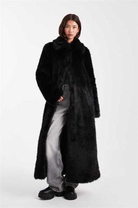Пальто-кардиган из искусственного меха с длинным подолом артикул 147898869