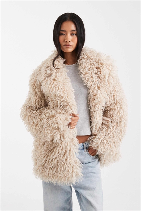 Монгольское пальто оверсайз из искусственного меха артикул 147561286