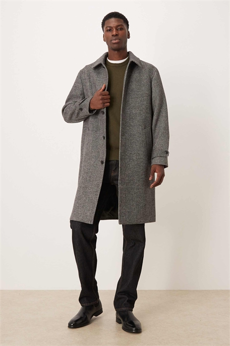 Пальто с воротником из смешанной шерсти с узором «елочка» артикул 153147888