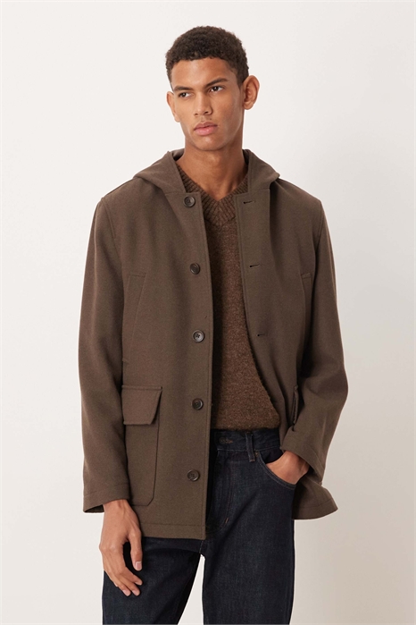 Пальто с капюшоном из ворсистой ткани с карманами артикул 153147889