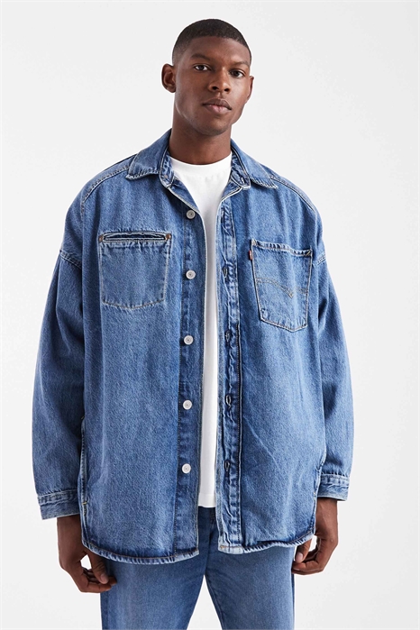 Рубашка-куртка из джинсовой ткани с витыми деталями артикул 142117788