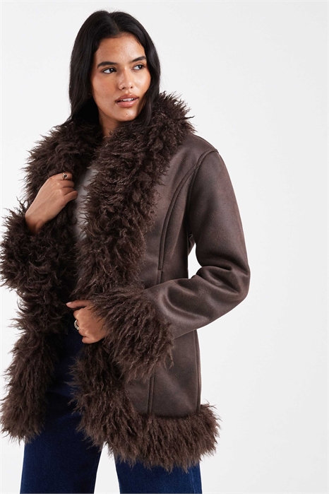 Пальто «Пенни-лейн» из искусственного меха в стиле 70-х артикул 151479195