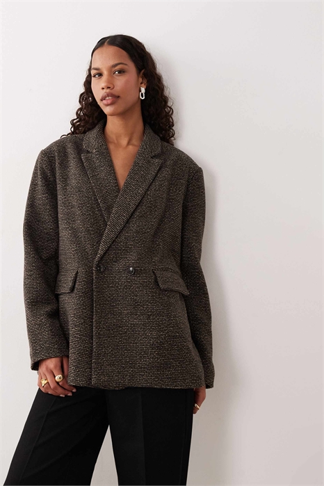 Двубортный пиджак из смешанной шерсти премиум-класса в классическом стиле артикул 150598864