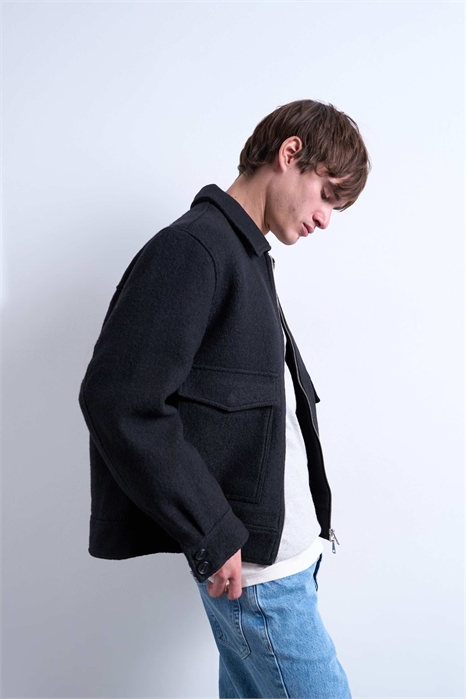 Куртка-шакет из смешанной шерсти на молнии артикул 142681315