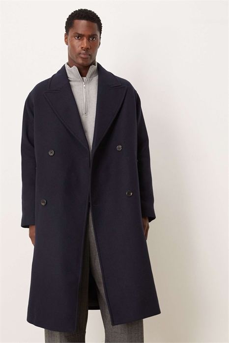 Шерстяное пальто темно-синего цвета артикул 148603617