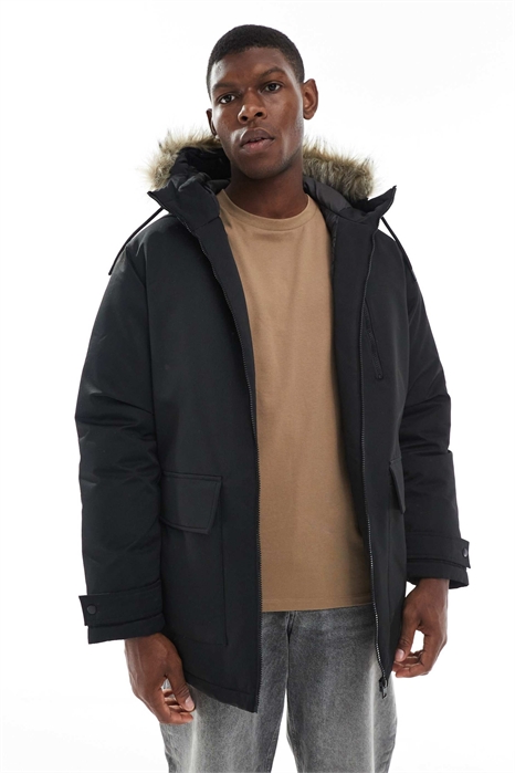 Парка с капюшоном из искусственного меха артикул 149143982