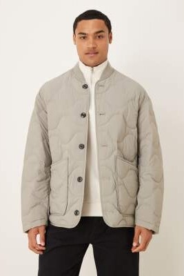 Стеганая куртка с воротником из ребристой ткани артикул 150391926