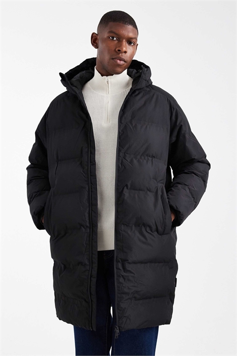 Длинная пуховик с капюшоном артикул 143826222