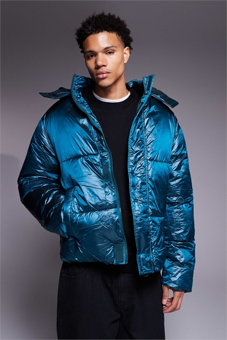 Пуховик с глянцевым блеском артикул 148883213