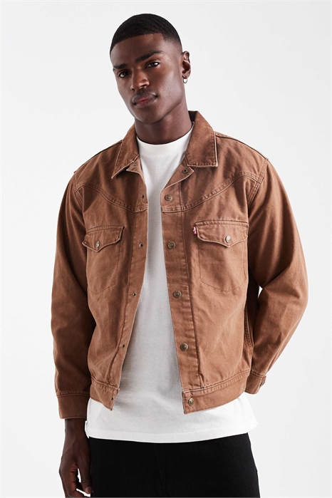 Куртка-тракер из кожи западной короткорогатой породы артикул 142117779