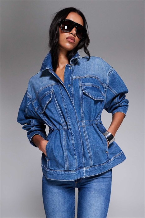 Джинсовая куртка с рукавами-рельсами артикул 149728636