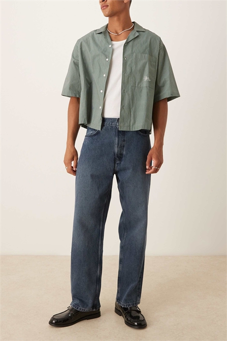 Джинсы Mist с низкой посадкой, свободным кроем и широкими брючинами артикул 138157331