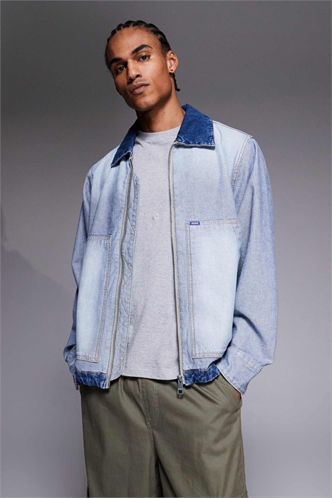 Куртка из потертого денима с молнией Talian артикул 153594435