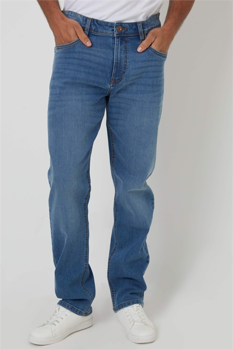 Джинсы прямого кроя с эластичной тканью артикул 151679388