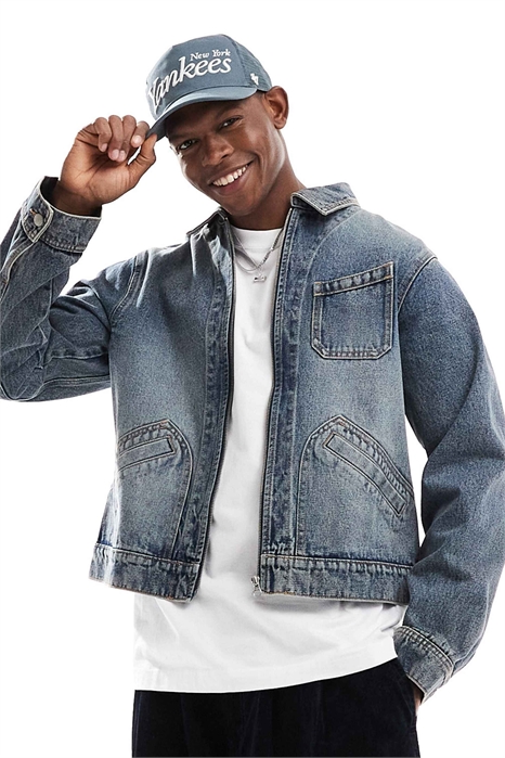 Джинсовая куртка-харрингтон прямого кроя артикул 140831699