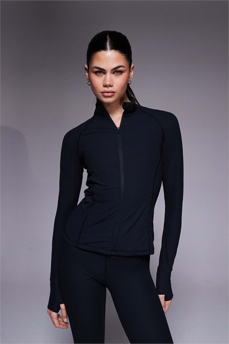 Куртка с длинными рукавами на молнии и ребристой отделкой с мягким прикосновением артикул 147761912