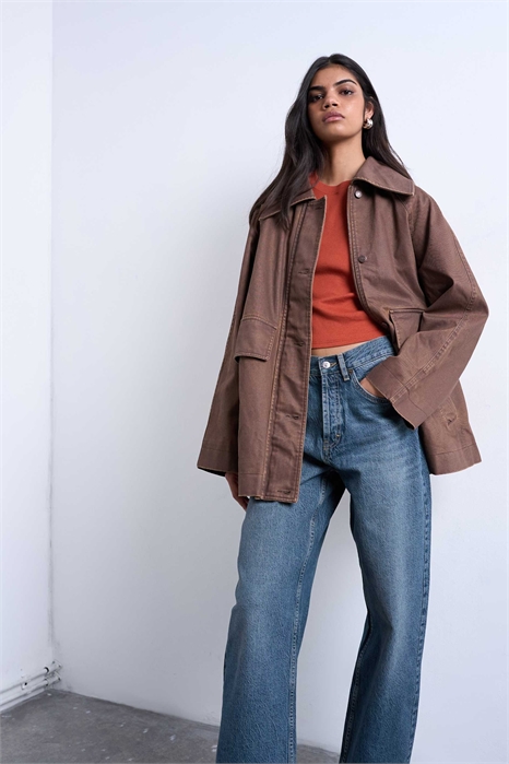 Джинсовая куртка оверсайз с вощеной отделкой артикул 148509711