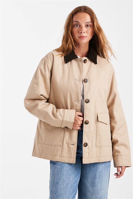 Куртка-барн из канваса с воротником из тесьмы артикул 148253141