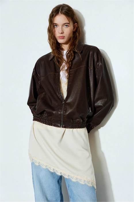 Куртка-бомбер из искусственной кожи артикул 151225979