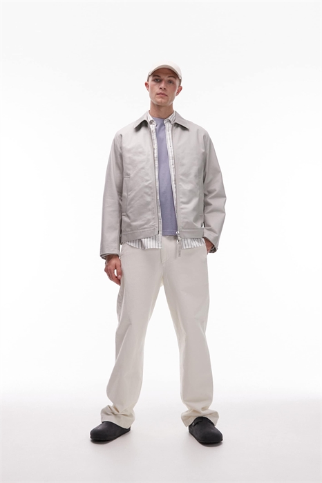 Минималистичная рабочая куртка на молнии спереди с воротником артикул 143083104