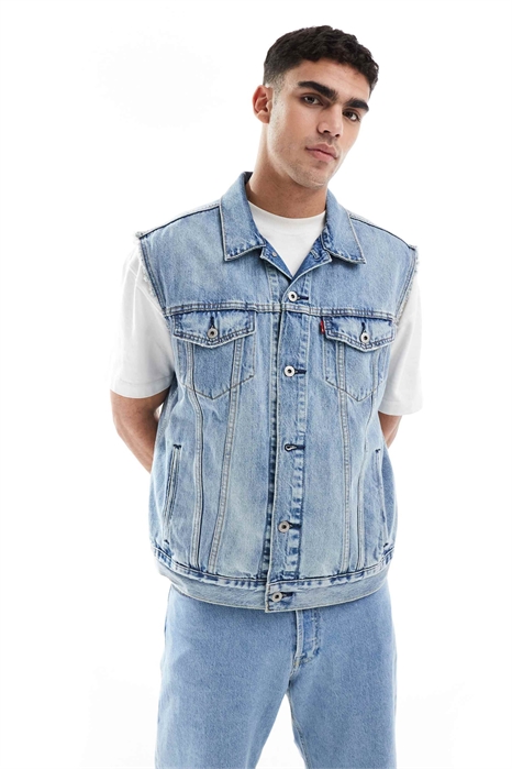 Джинсовый жилет свободного кроя в стиле «тракер» артикул 137801939