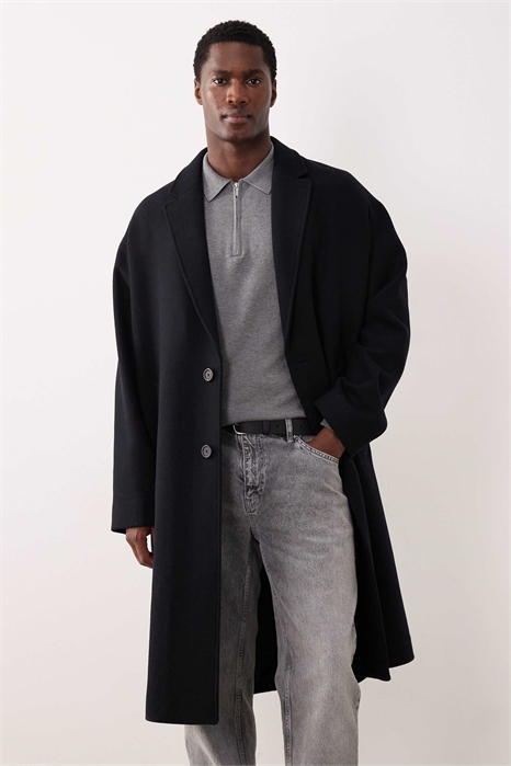 Длинное пальто из шерстяной смеси черного цвета артикул 150040902