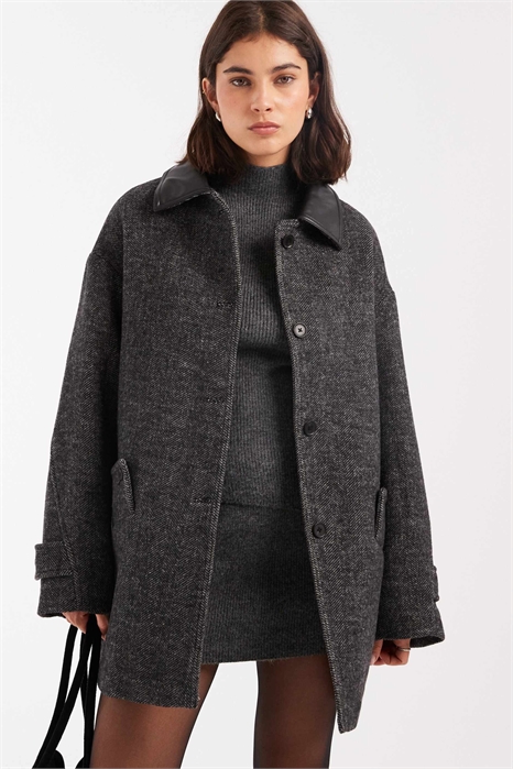 Текстурированный пиджак из смешанной шерсти с воротником артикул 147702174