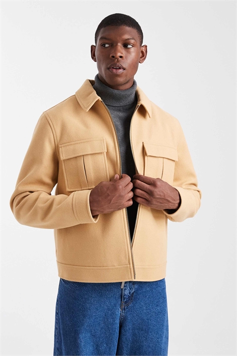 Куртка-харрингтон под шерсть с карманами-клапанами артикул 149140166